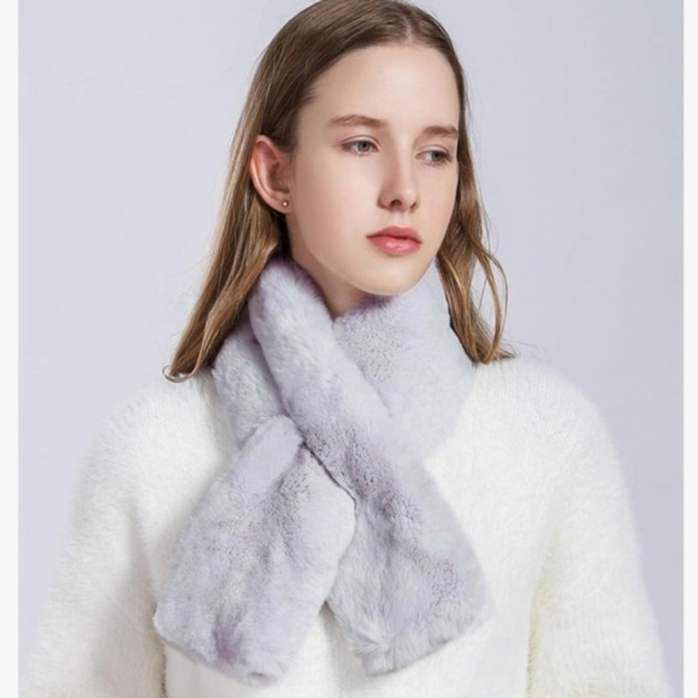 Neck Shrug Scarf Cold Weather Faux Fur Grey